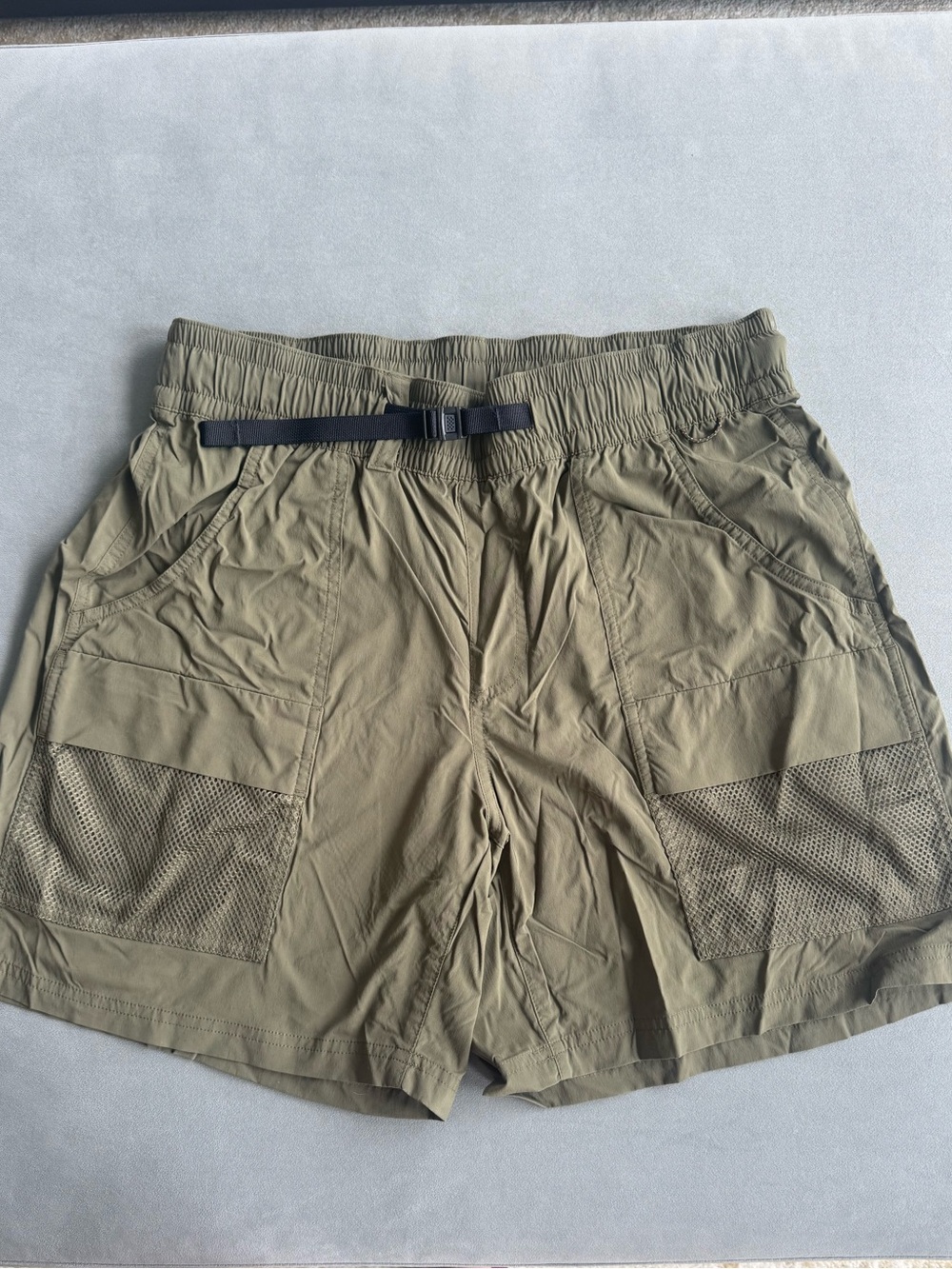 REI Olive Athletic Cargo Shorts with Mesh Pockets